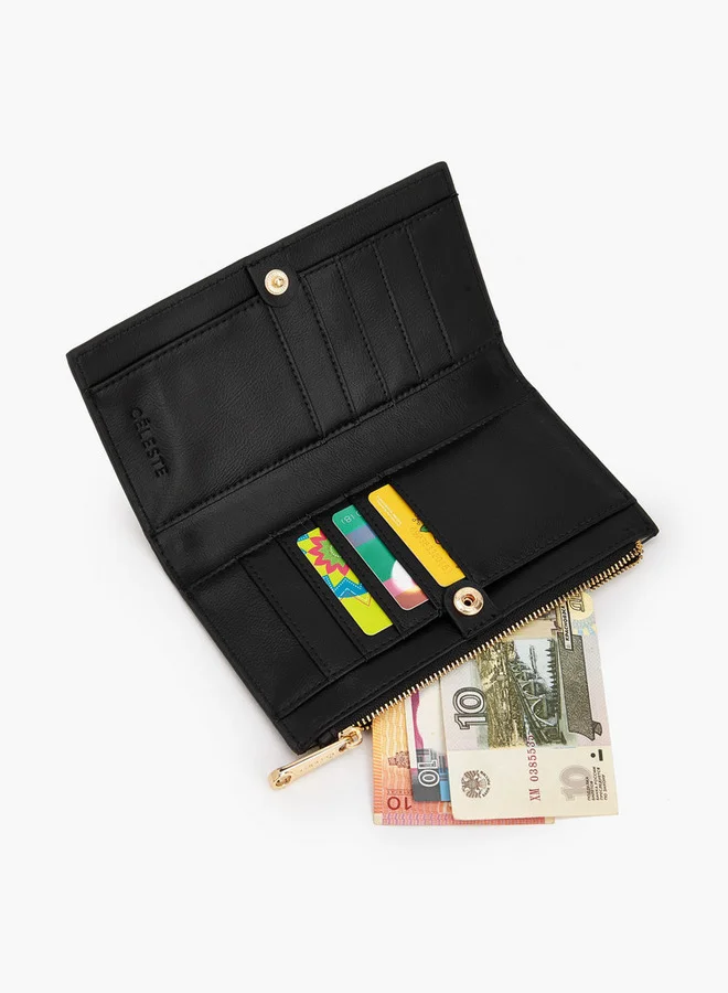 سيليست Monogram Embossed Wallet With Button Closure